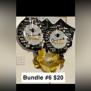 Graduation Party Balloon Set - Black, Gold, White